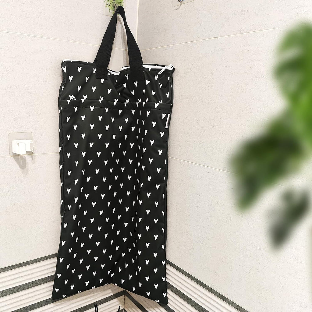 Mama Koala Reusable Hanging Wet Dry Bags for Baby Items, Cloth Diapers, Swimsuits, Travel, Gym Clothes, Beach, Pump Parts, Toiletries, Two Zippered Pockets, 2 Pack (W007L)