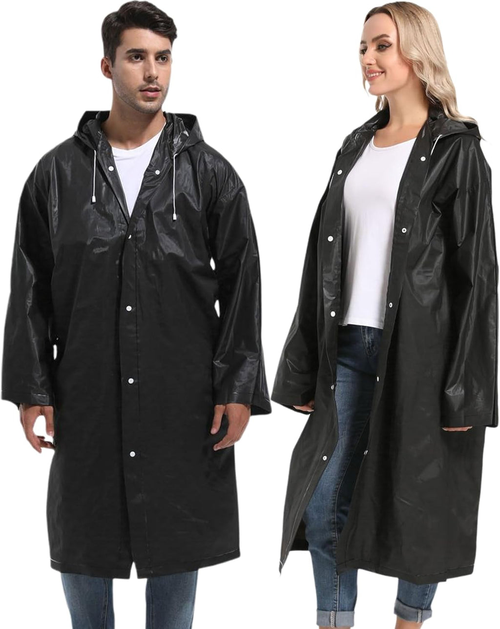 2PCS Borogo Rain Coats for Adults - Reusable Rain Jackets for Men & Women