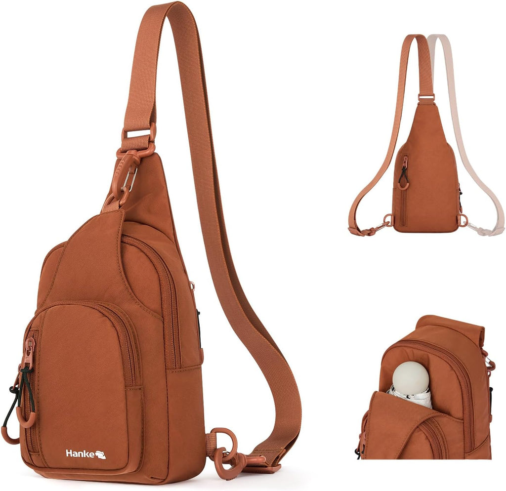 Hanke Crossbody Sling Bag for Women Men, Small & Large Casual Cross Body Sling Bags, Chest Bag for Outdoor Hiking Travel