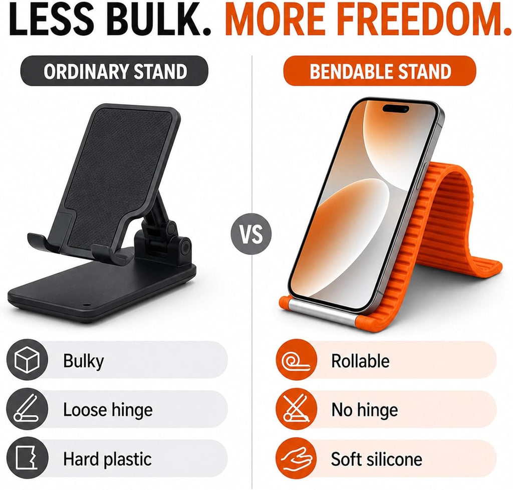 Flexible Silicone Phone Holder, Foldable Stand for Airplane Travel