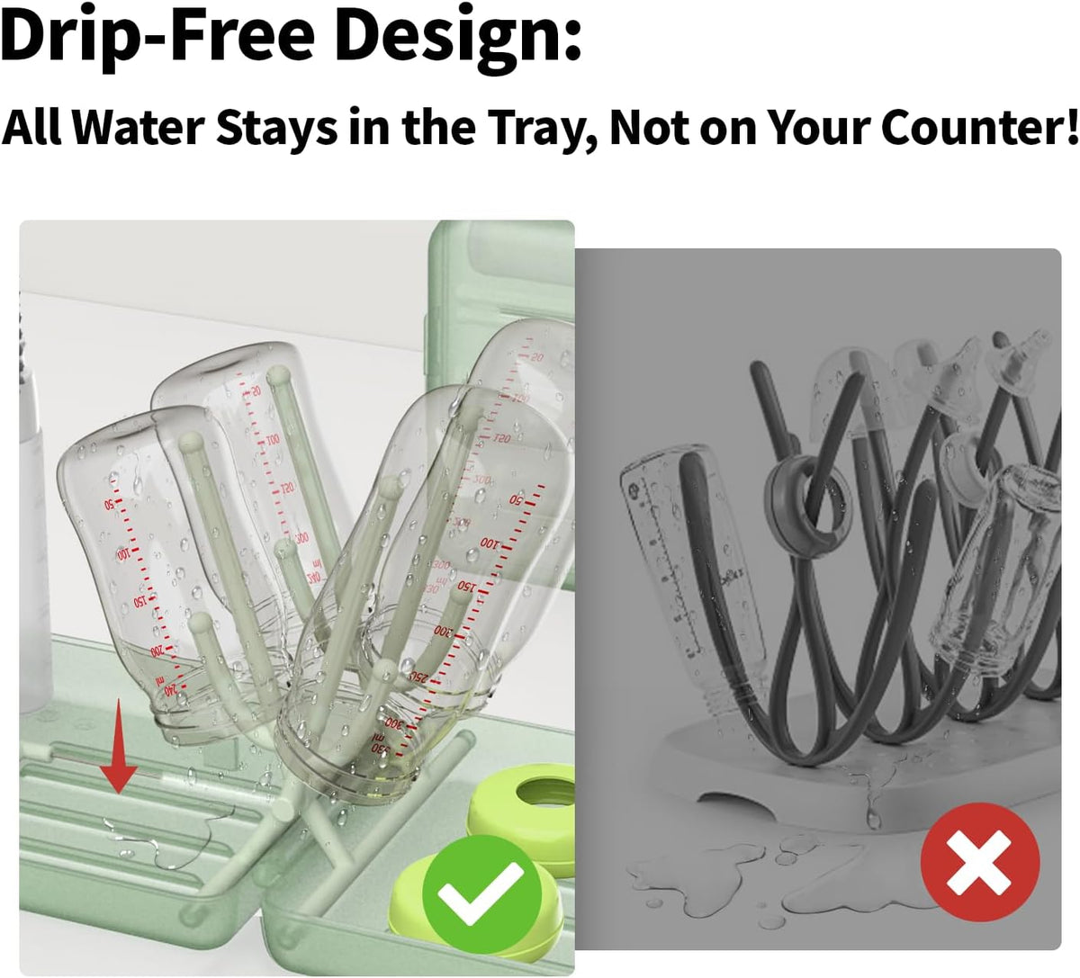 YOTIME Travel Bottle Brush Set, Foldable Drying Rack, Dispenser