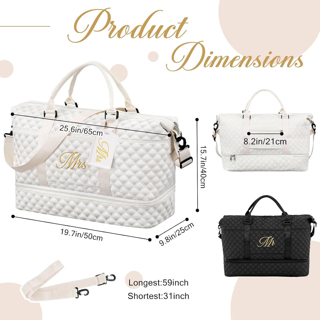 Dansydaisy Mr and Mrs Black,White 4 Pcs Honeymoon Duffel Bag Set