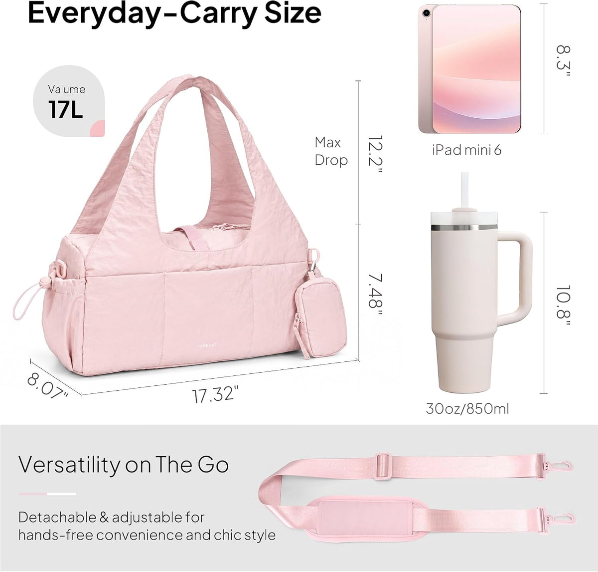TOPEAST Gym Bag for Women with Yoga Mat Holder Mini Gym Bags Sports Dance Workout Yoga Bag