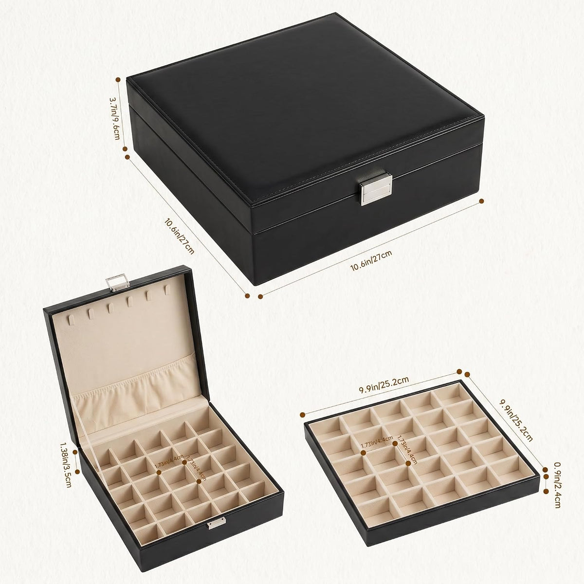 Frebeauty 50 Grid Earring Holder Organizer,2 Layer Jewelry Box for Women