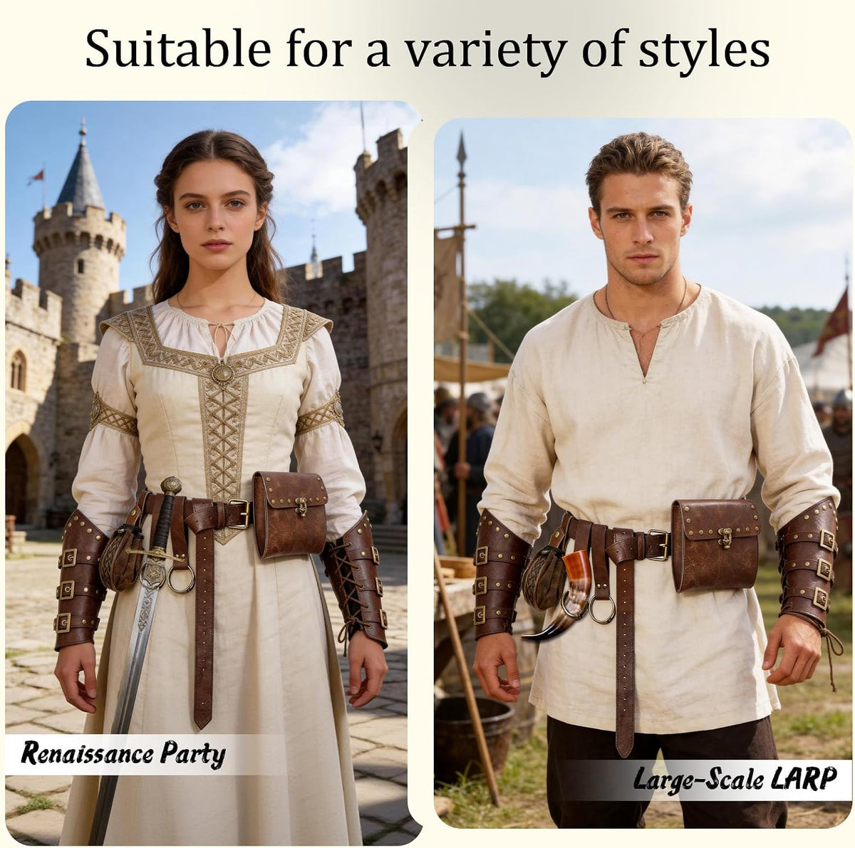 Renaissance Belt Pouch Medieval Pirate Costume Accessories Set for Cosplay