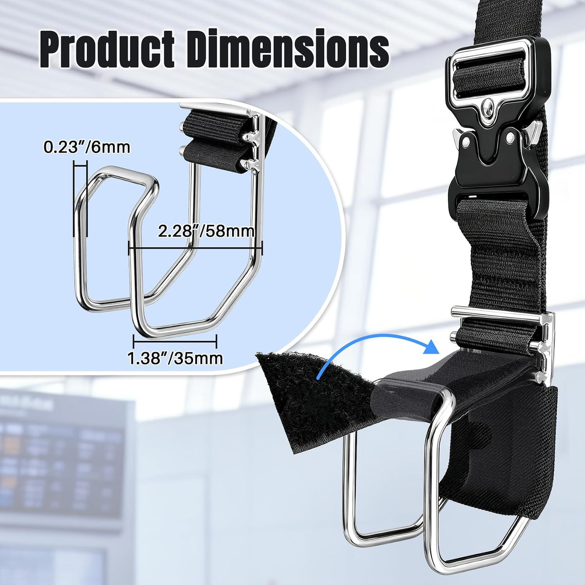 Vigorport Stainless Steel Luggage Hook Strap, Heavy Duty Add A Bag J Hook