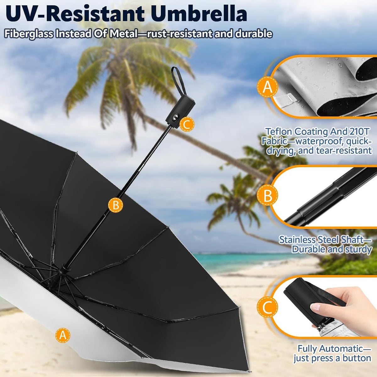 ZOMAKE UV Umbrella for Sun Protection, Travel Compact Sun Umbrellas 46Inch