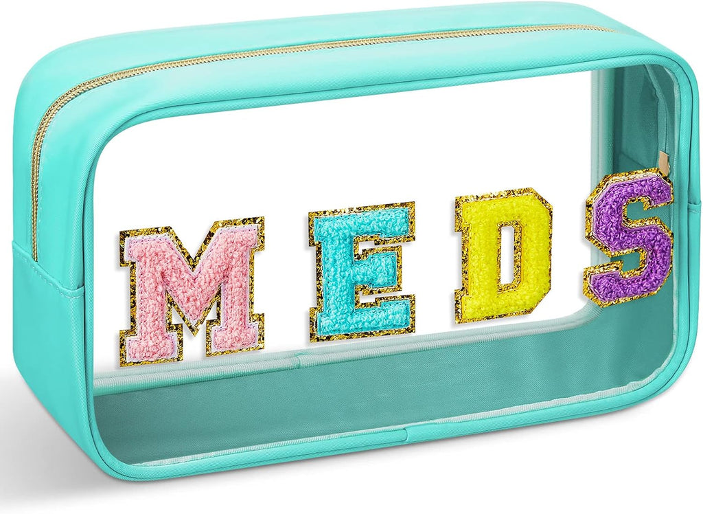 Geetery Medicine Bag Travel Makeup Case with Patch,Green,Cute Meds