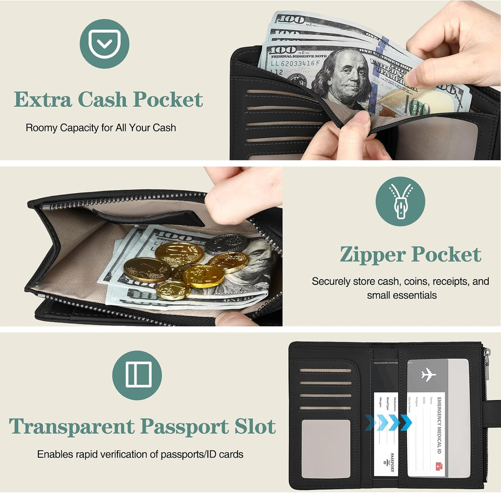 RFID Passport Holder for Travel, Leather Passport Cover Travel Wallet