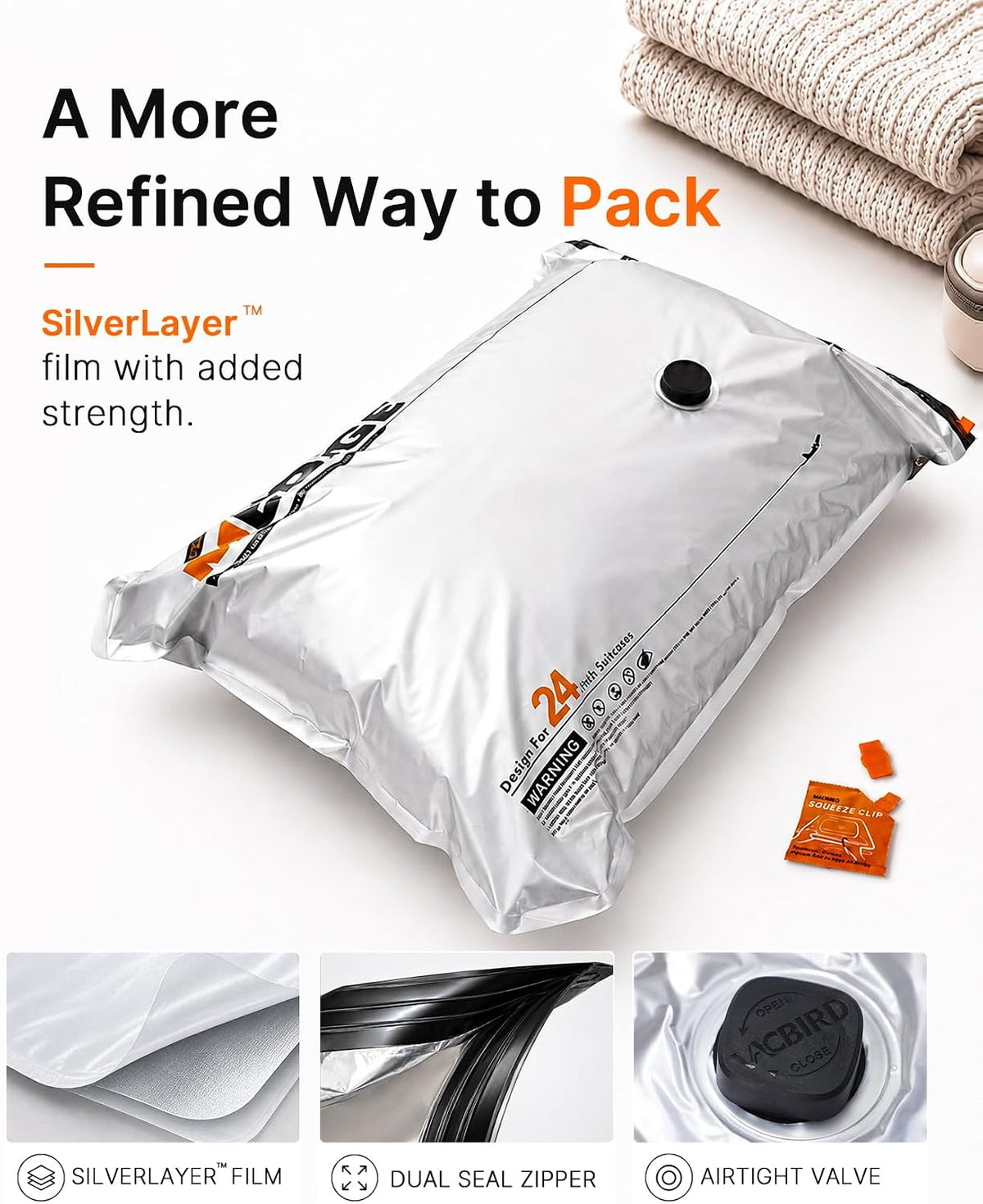 Vacbird 10 Pack Vacuum Bags for Travel with USB & Battery 2-in-1 Rechargeable Cordless Pump, Vacuum Seal Compression Packing Bags for Luggage and Suitcase, Space Saver for Travel Clothing Storage
