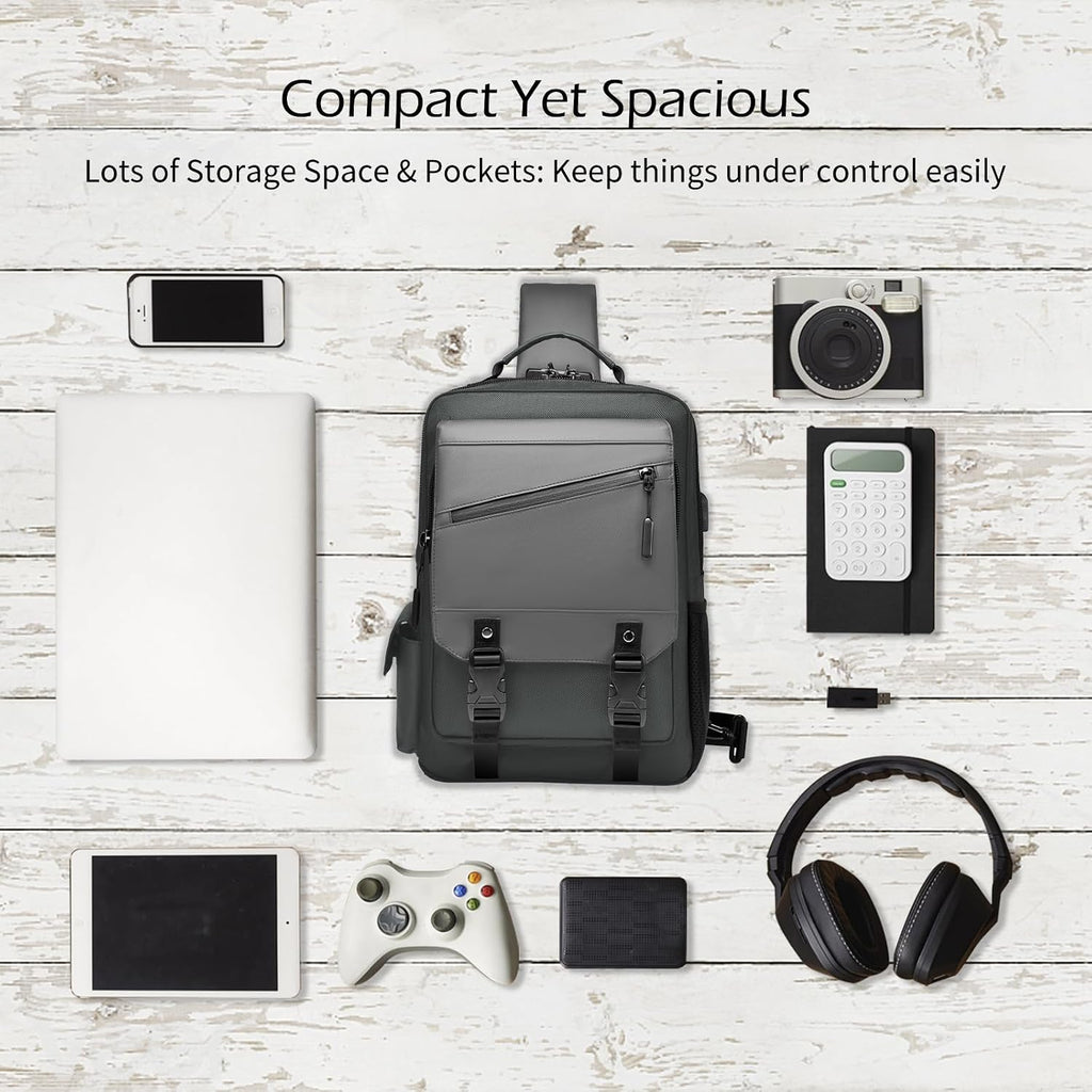 Leaper Large Crossbody Sling Bag: Fits 13" Laptop, 32oz Water Bottle & iPad