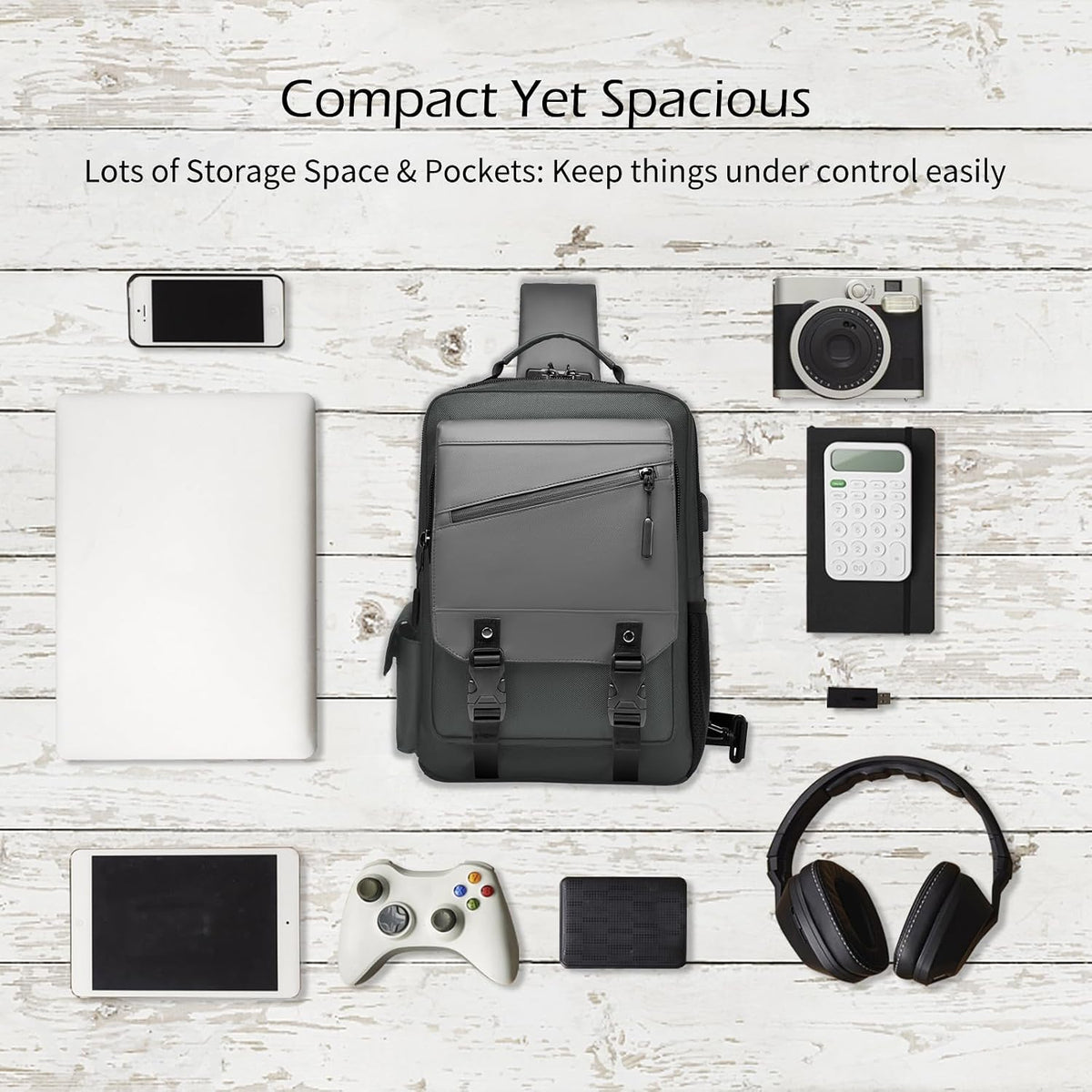 Leaper Large Crossbody Sling Bag: Fits 13" Laptop, 32oz Water Bottle & iPad