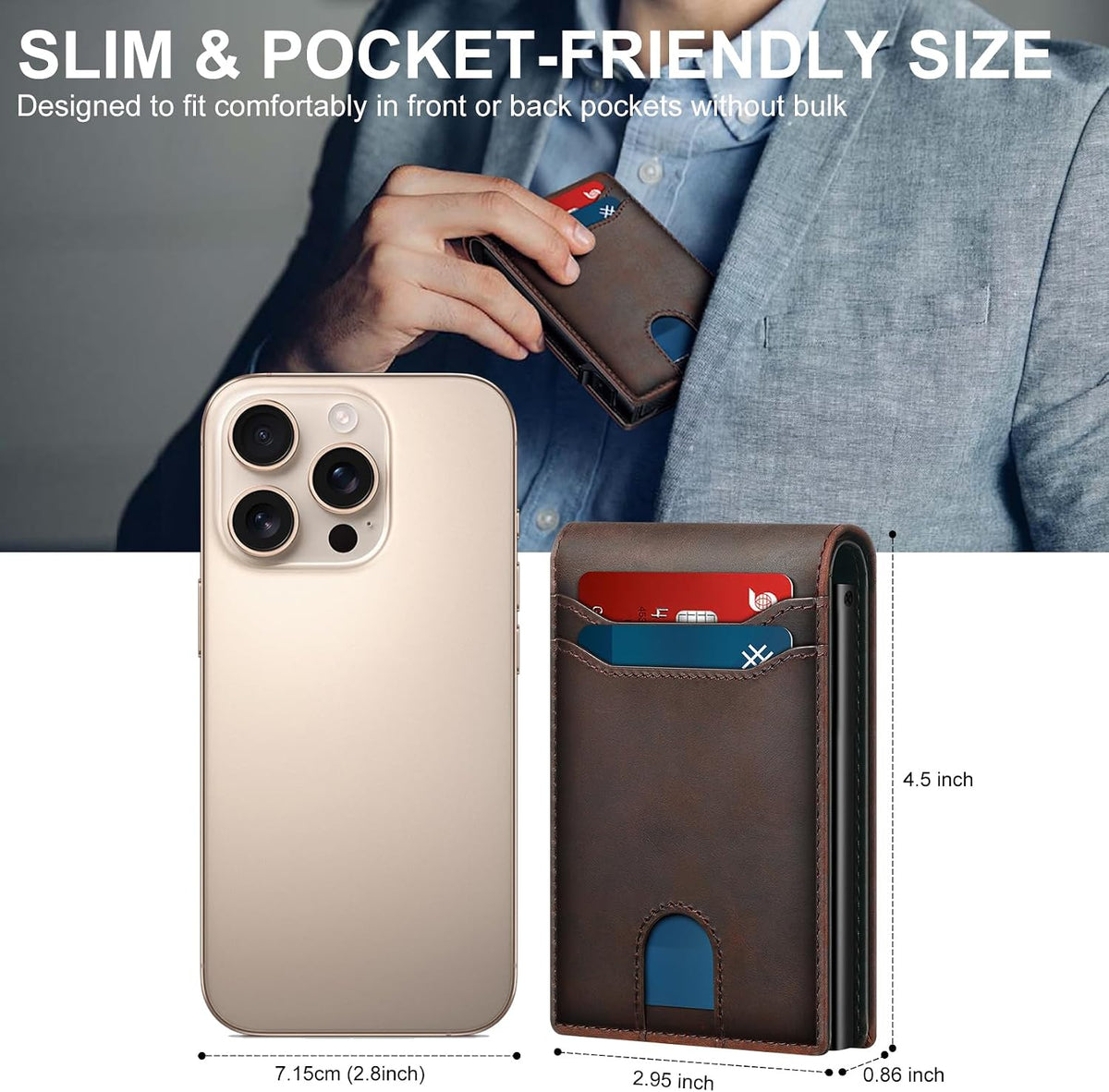 Card Wallet For Men Slim Minimalist: Smart Rfid Front Pocket Pop Up Wallets