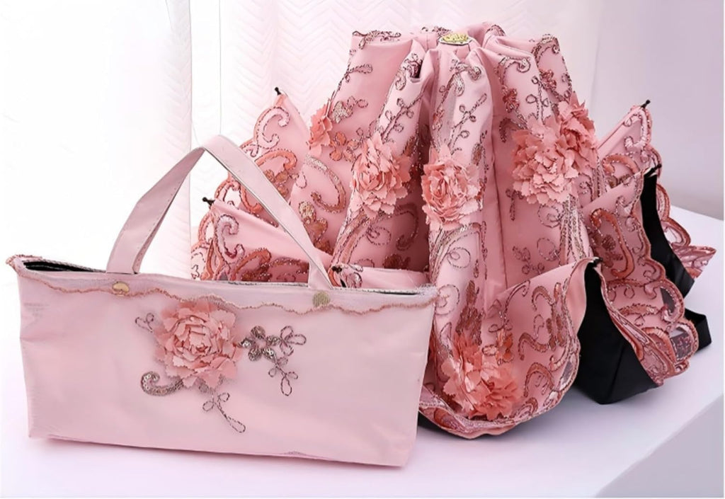 Foldable Lace Sun Parasol UPF 50+ UV Protection Flower Embroidery Vintage Umbrella