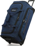 Large Rolling Duffle Bag with Wheels and Handle 85L 29 inch Travel Duffel Bag for Men Women with Shoe Compartment & Wet Pocket, 2 Wheeled Checked Luggage for Business Travel Long Trips, Blue