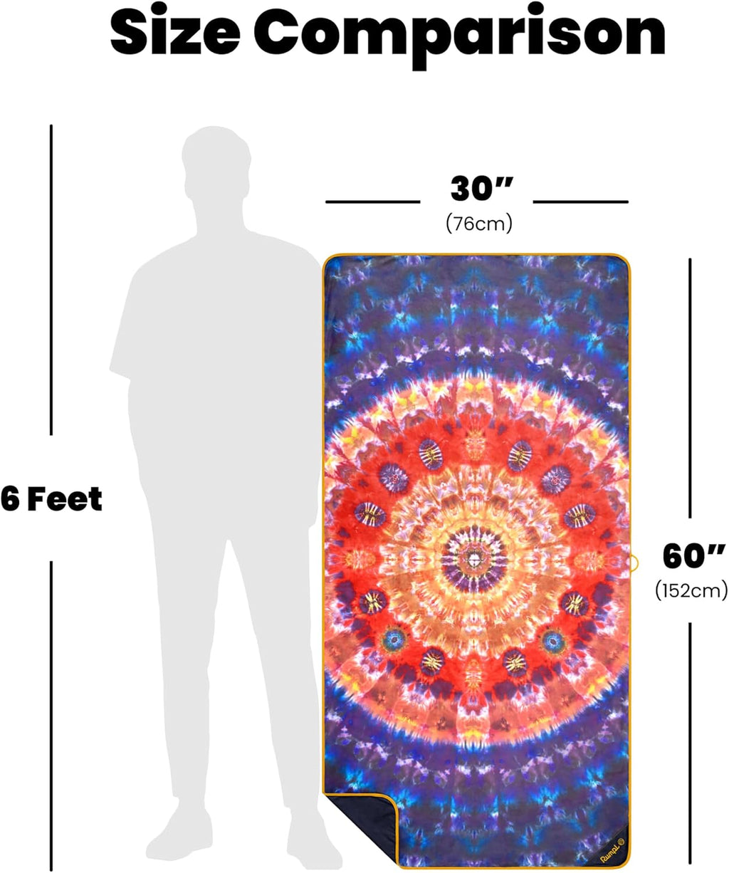 Rumpl Tech Towel, Quick-Dry for Travel, Beach, and Camp, Tapestry Tie Dye