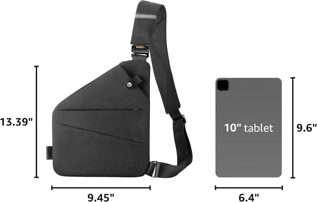 WANDER+® Anti Theft Crossbody Travel Bag for Women Men, Multi-Pocket Crossbody Bag, Slim Sling Bag