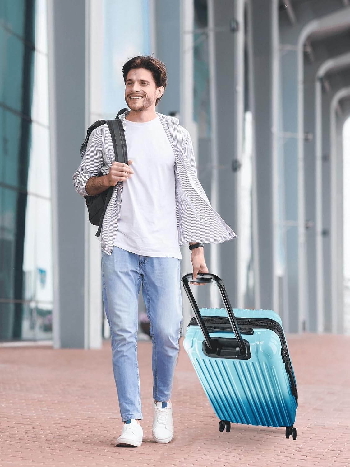 Large Checked Luggage Hardside Suitcase with Spinner Wheels, 27in