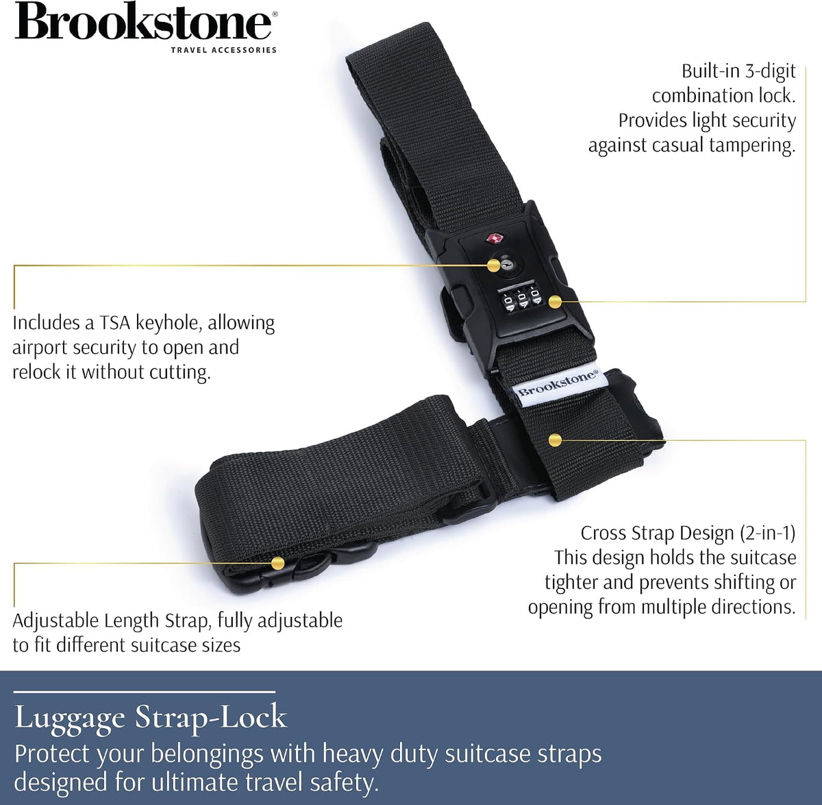 Brookstone Luggage Strap 2-in-1 TSA-Approved Expandable Strap