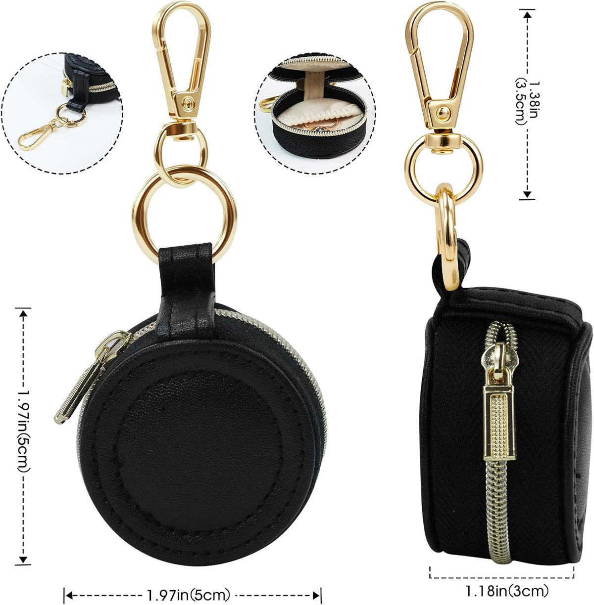 Portable Ring Keychain Holder - Black Jewelry Holder