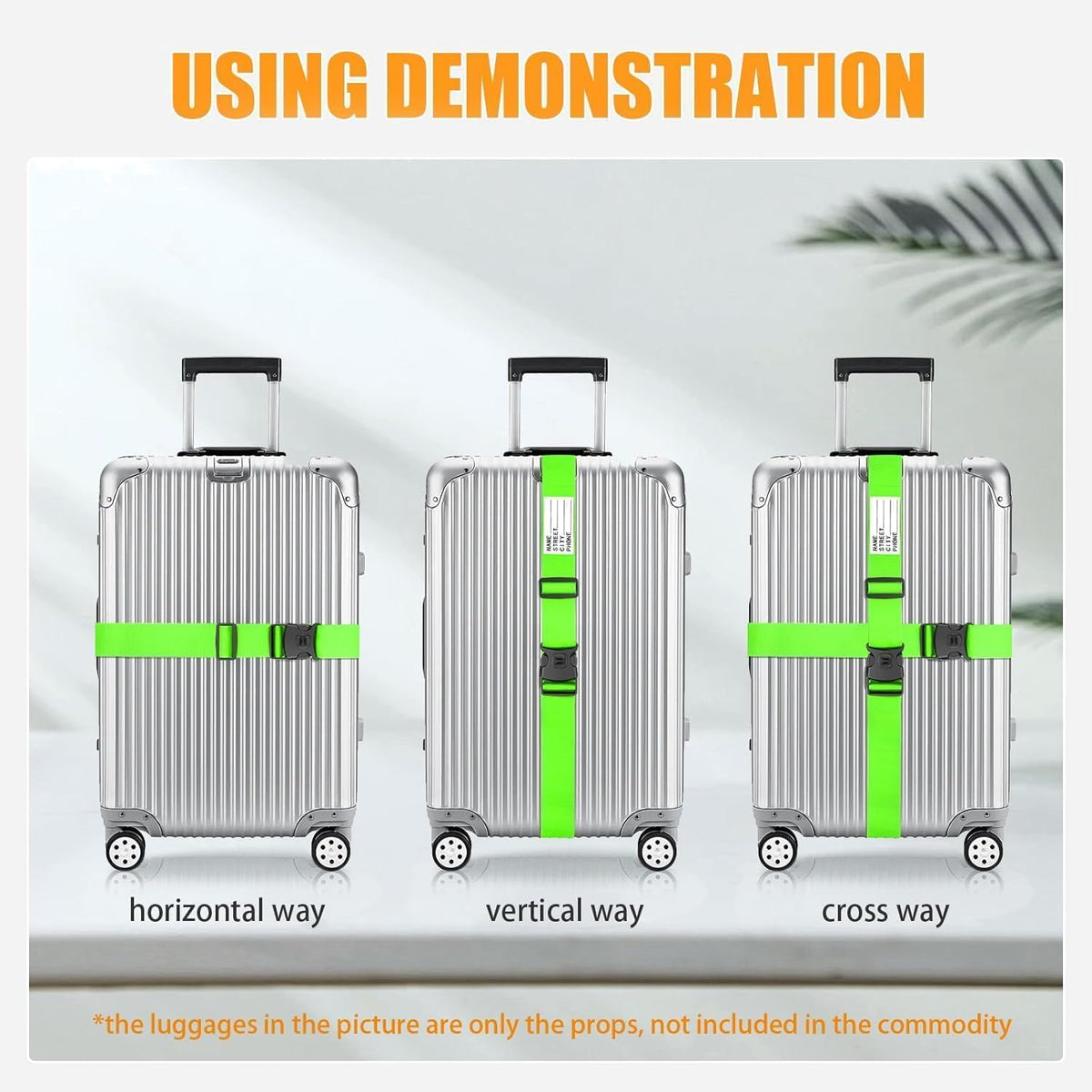 BILIONE Luggage Straps for Suitcases, Adjustable Lockable Suitcase Straps