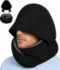 Dot&Dot Travel Pillow Neck Pillow with Hood for Airplane Sleeping, Memory Foam Pillow with Chin Support, Detachable Hoodie, Washable Cover, Adjustable Velcro Fit for Flights, Car & Office