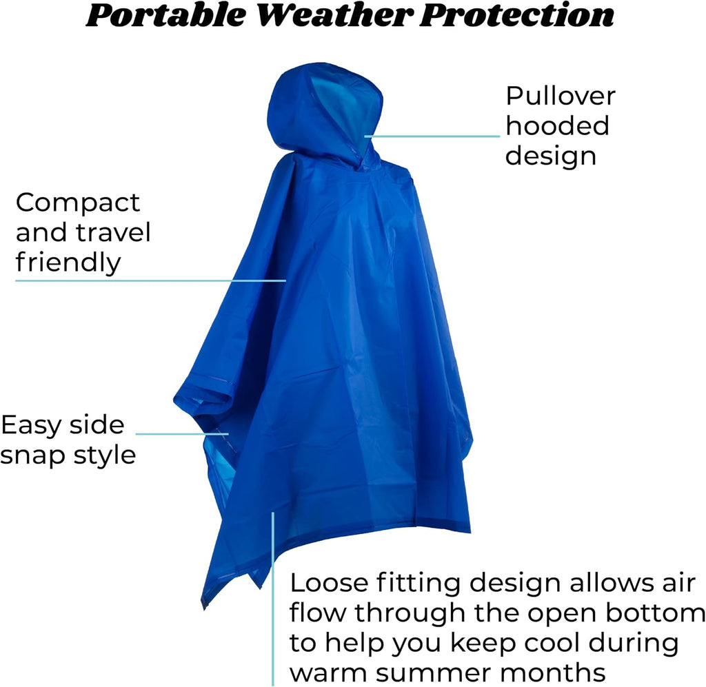 Totes Adult Packable Lightweight Hooded Rain Poncho