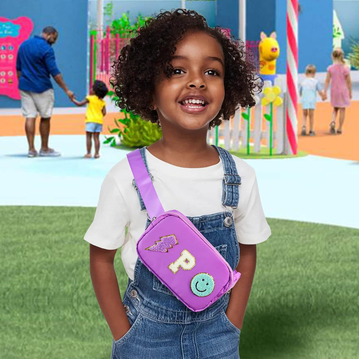 PainZieteg Fanny Pack for Girls Chenille Letter Belt Bag Crossbody for Kids