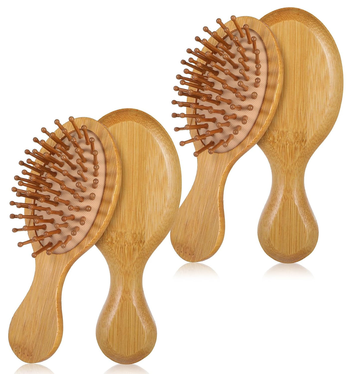 Mini Bamboo Brush, 2 PCS Bamboo Hair Brush Detangler