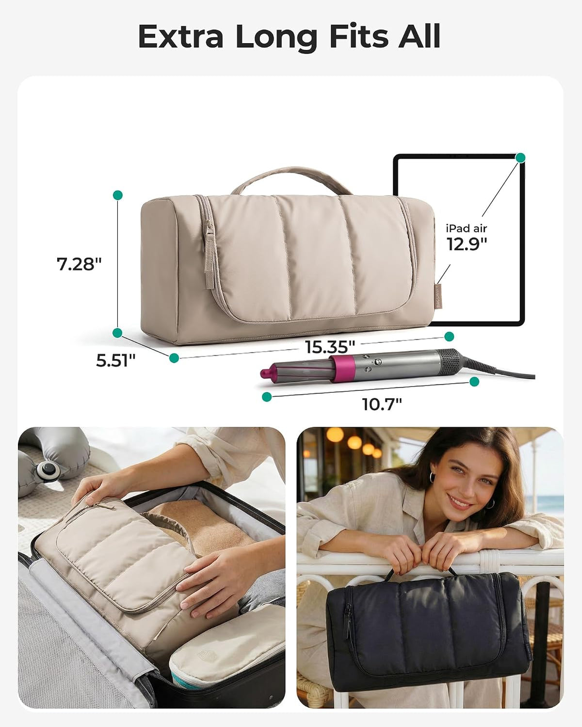BAGSMART Hair Tool Travel Bag, Organizer for Dyson Airwrap with Hook