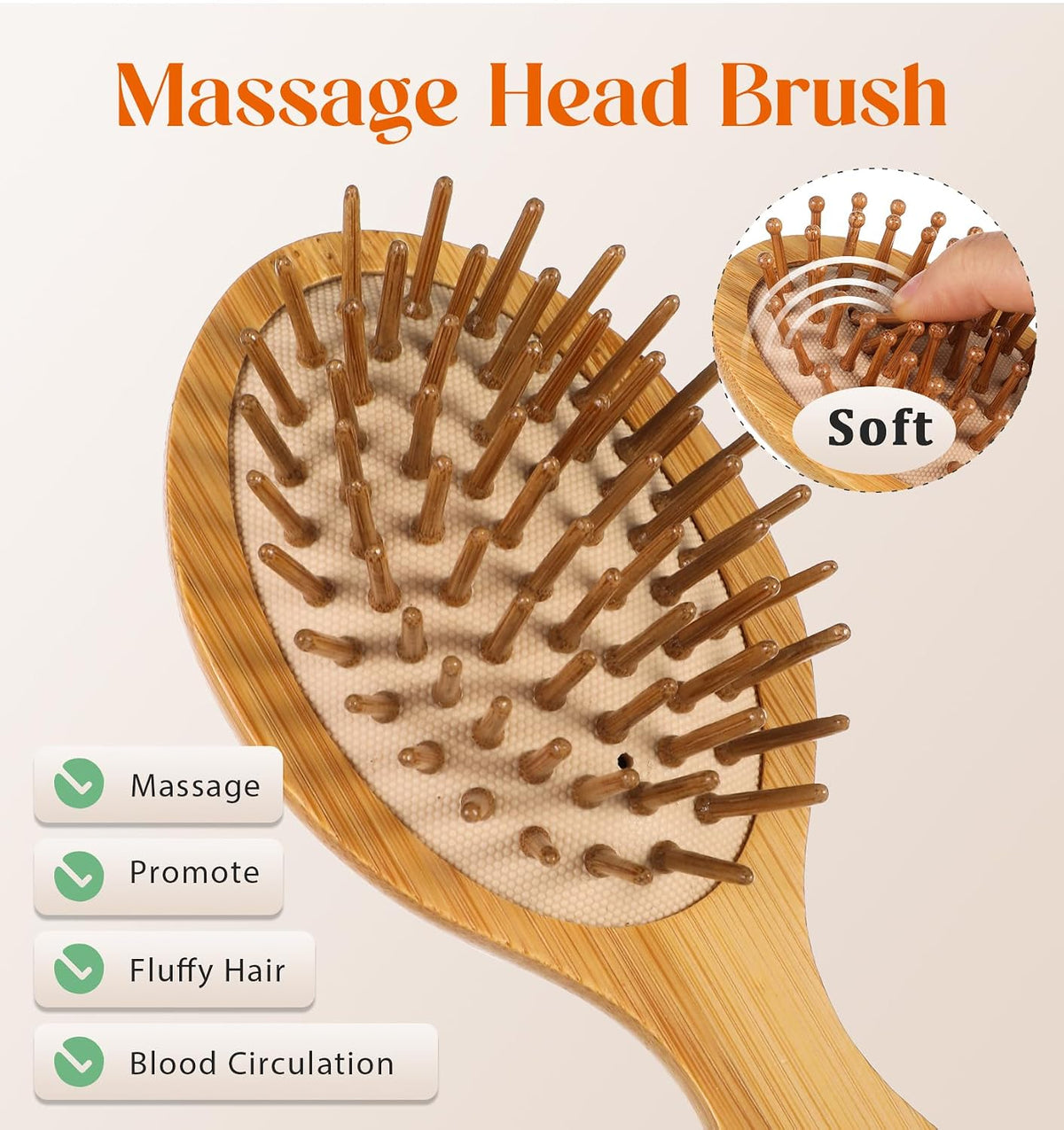 Mini Bamboo Brush, 2 PCS Bamboo Hair Brush Detangler