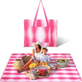 #WEJOY 3 in 1 Beach Blanket Waterproof Sandproof, Padded 3 Layers Outdoor Picnic Blanket Bag, 80x60'', 4 Person, Easy to Fold, Waterproof for Lawn,Camping, Park (Pink)