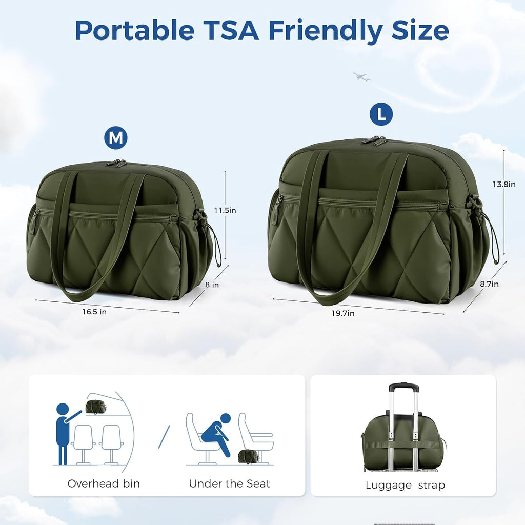 Women's Duffle Gym Bag, Carry-On Shoe Compartment for Weekender Overnight