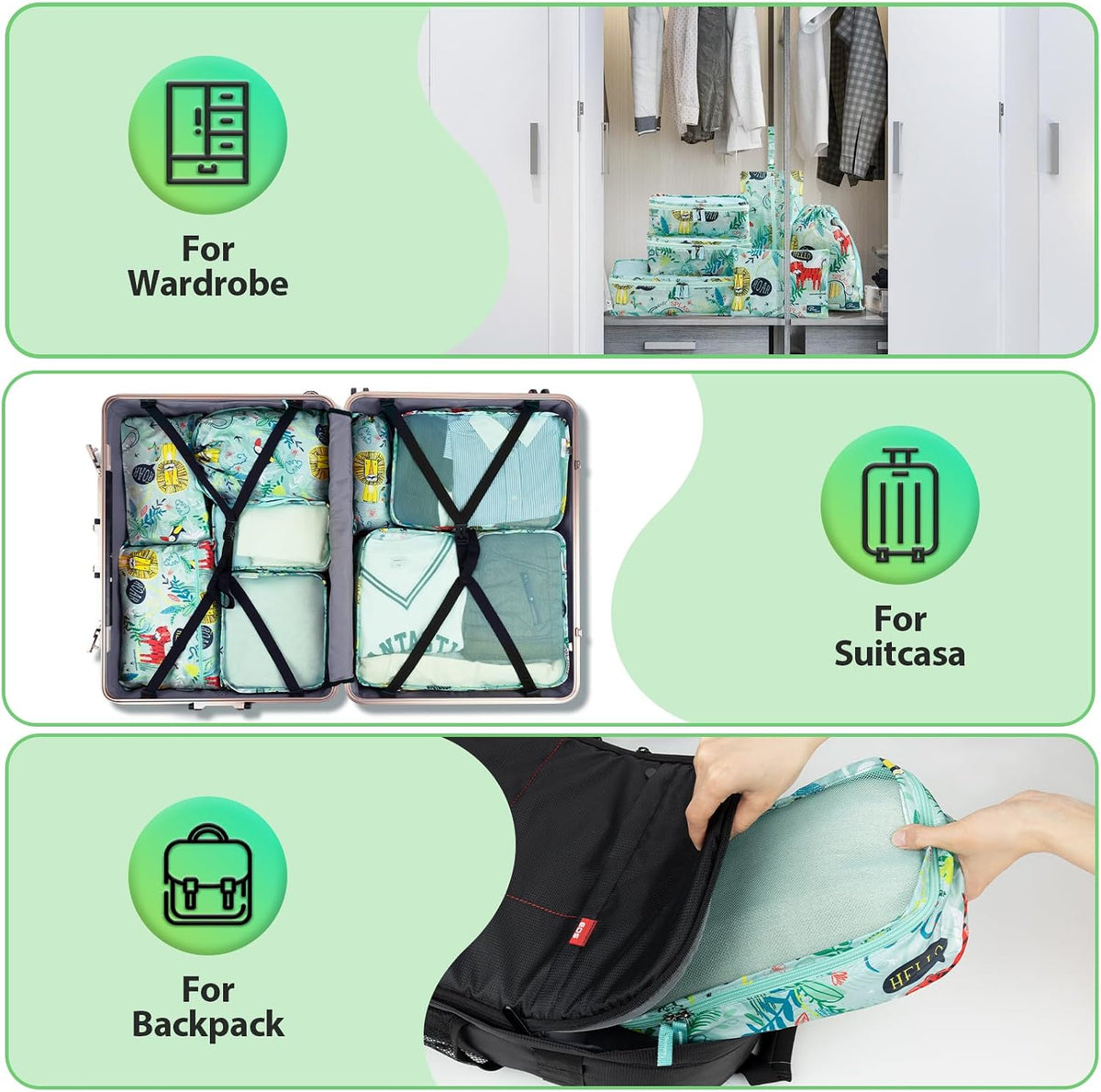8 Pcs Packing Cubes for Kids, Luggage Packing Organizers, Travel Essentials