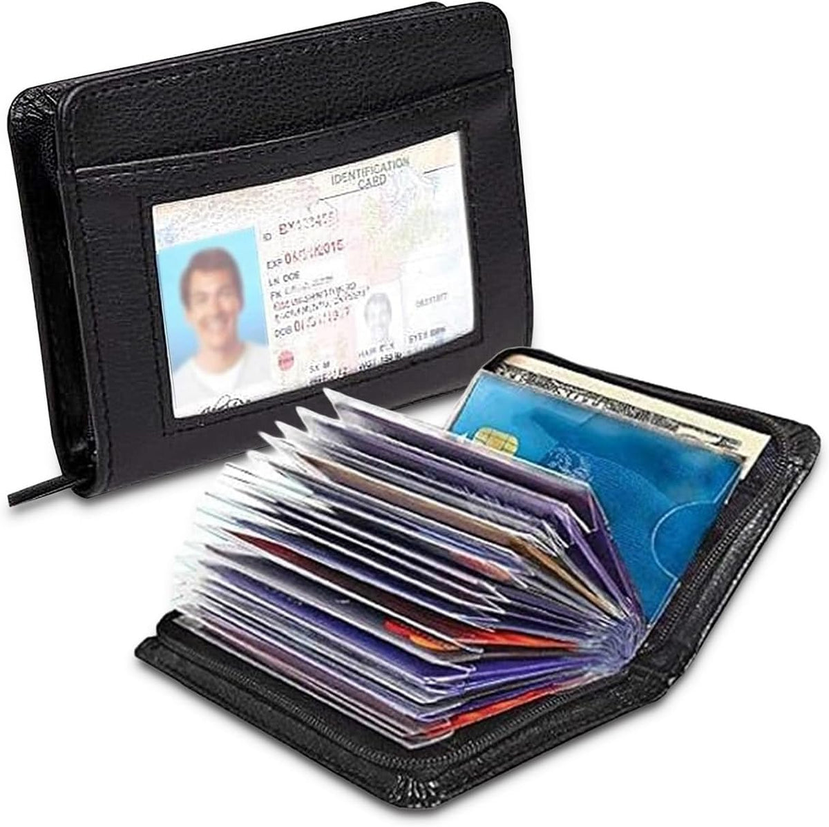 Men's Zipper Wallet 36 Slots RFID Blocking Card Holder