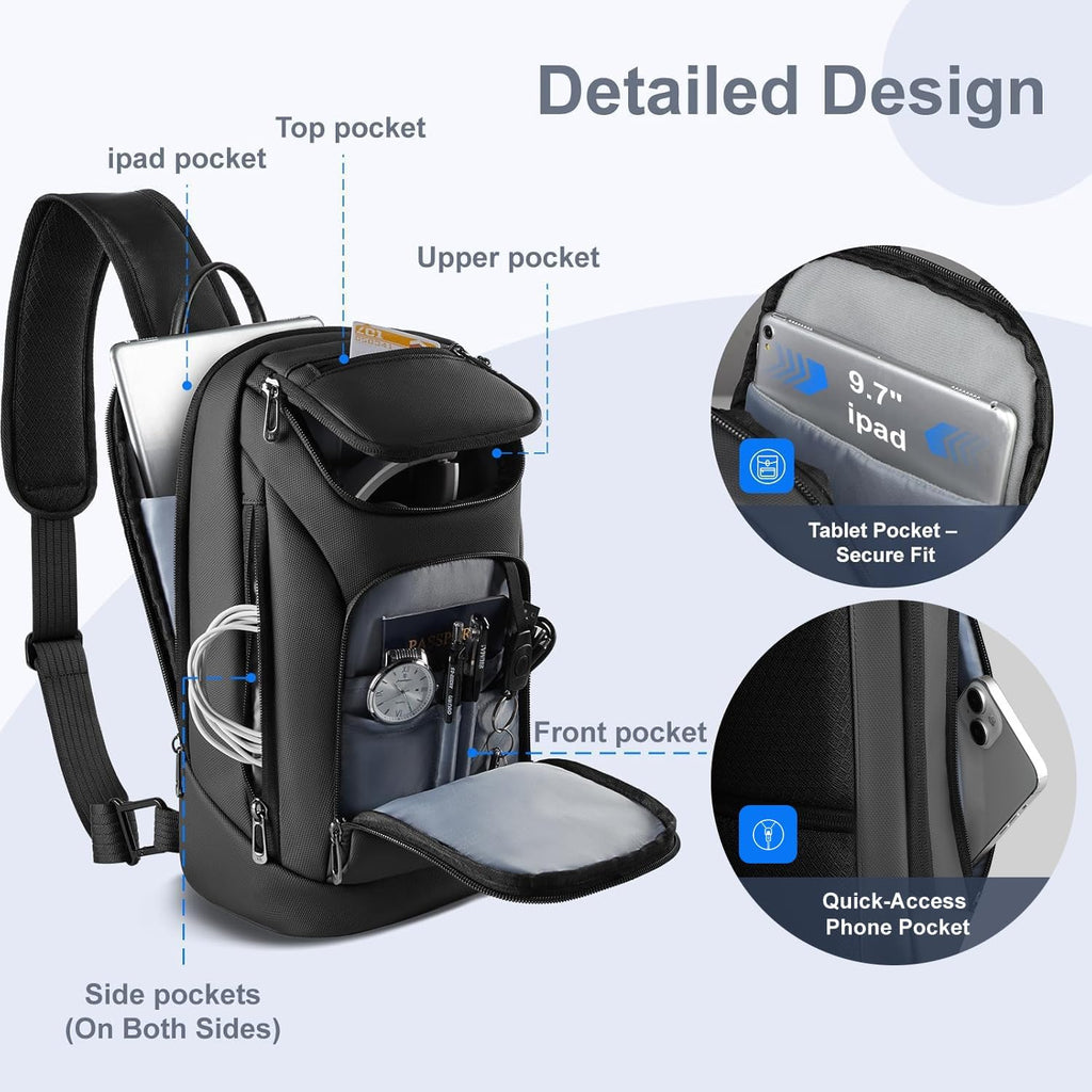 hk Sling Bag for Men, Water-Resistant Utility Crossbody Bag