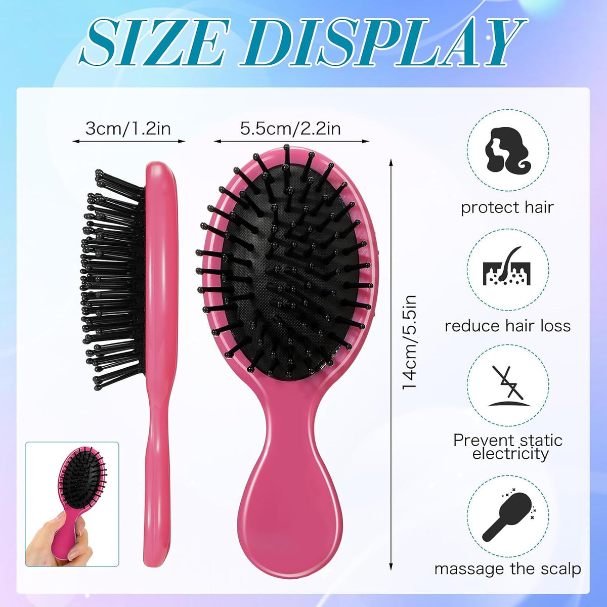 Epakh Mini Detangling Hair Brush Set - 6 Pack Travel Size Brushes for Kids, Toddlers, Babies and Women - Soft Bristles for Wet, Dry, Curly Hair - 6 Rustic Colors