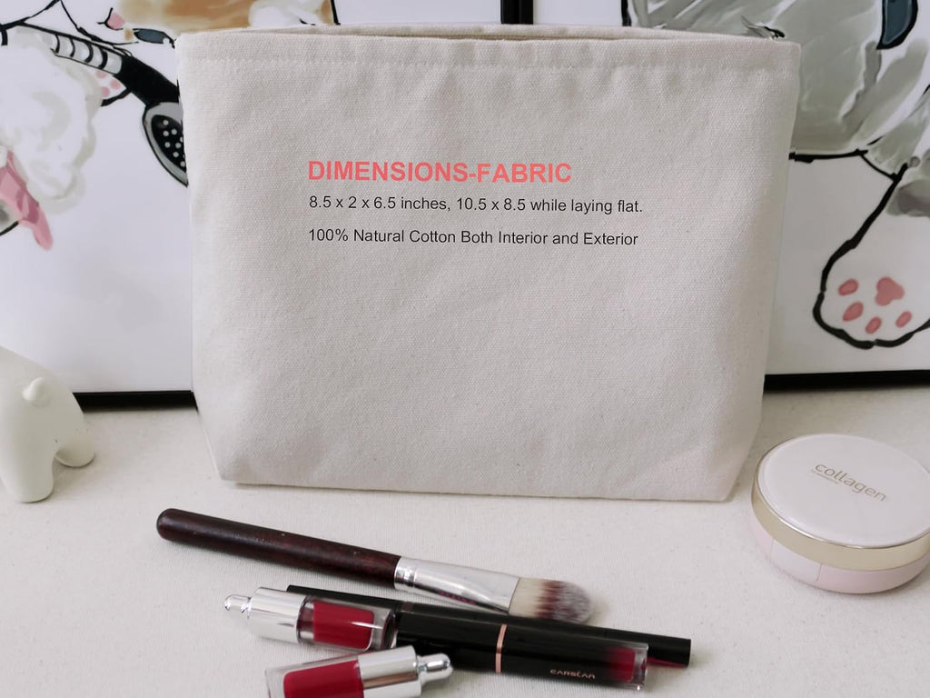 HAPPYHEIDI Large Makeup Bag Travel Cosmetic Pouch, Raw White Upgraded