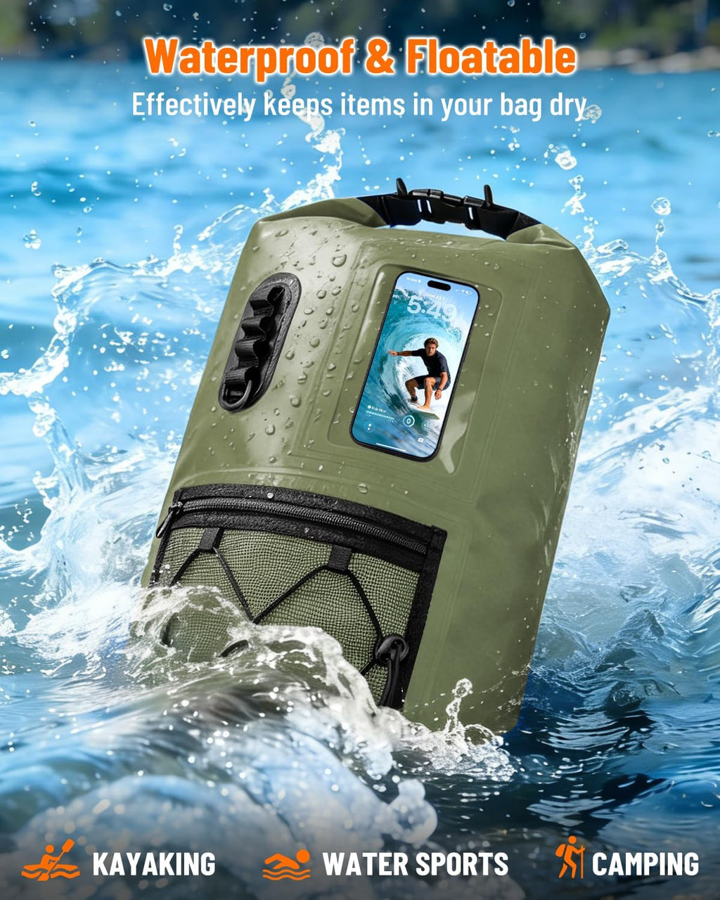 Waterproof Dry Bag Backpack with Waterproof Phone Case Storage Bag
