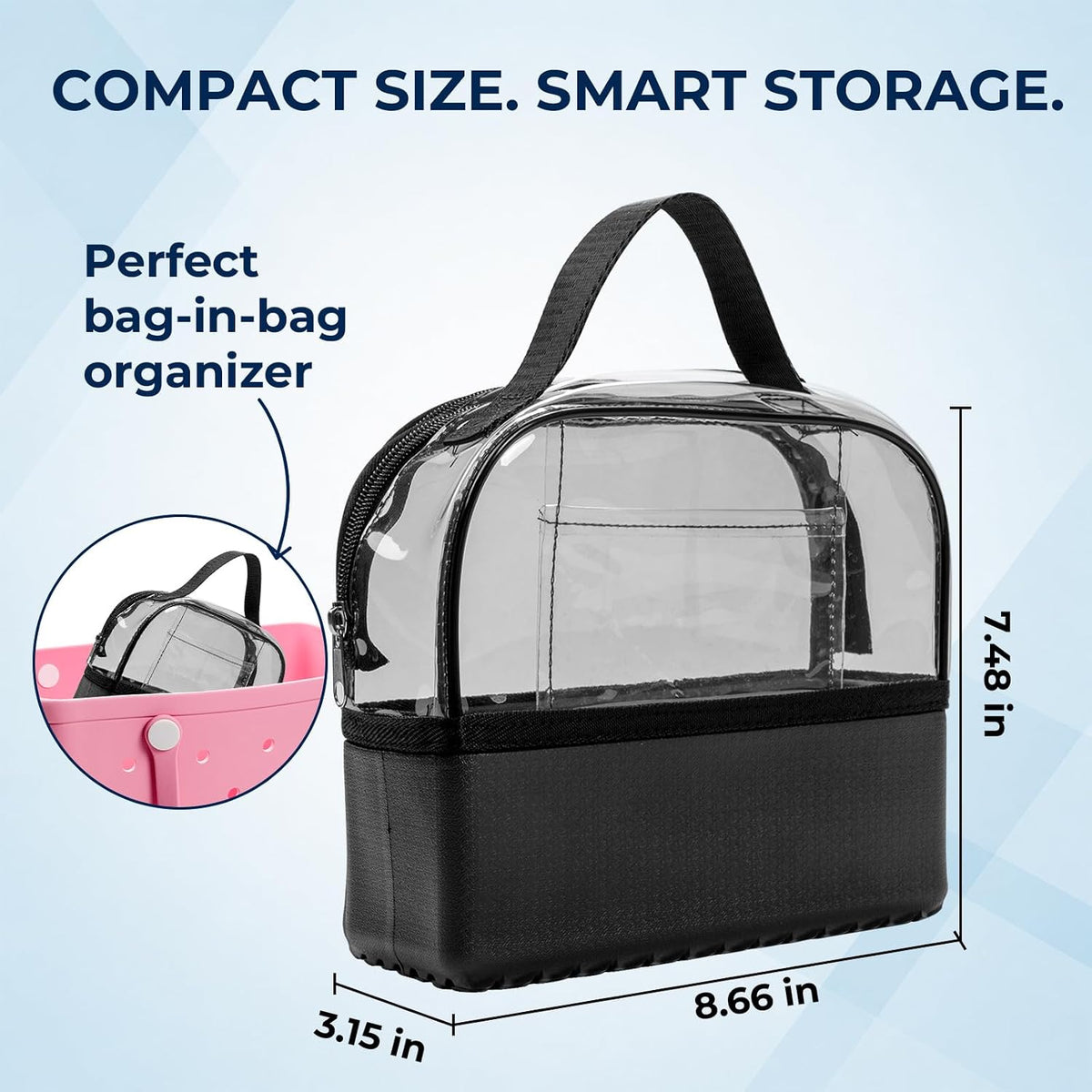Clear Makeup Bag for Women, Tip-Proof Cosmetic Toiletry Bag with EVA Base