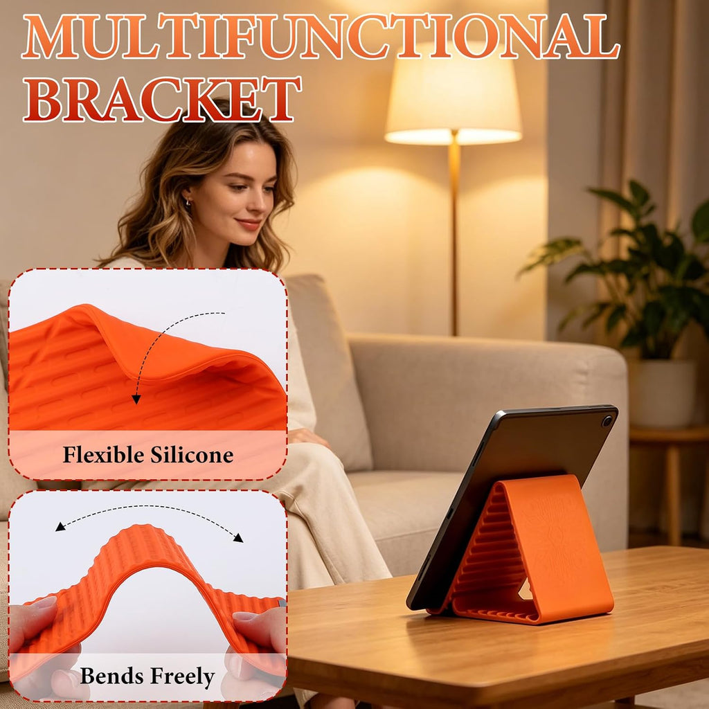 Flexible Foldable Phone Holder,Portable Foldable Silicone Phone Holder,Adjustable Desk Holder,Ergonomic Multi-Angle Viewing Holder for Video Calls, Streaming for Mobile Phone,Tablets (2pcs)