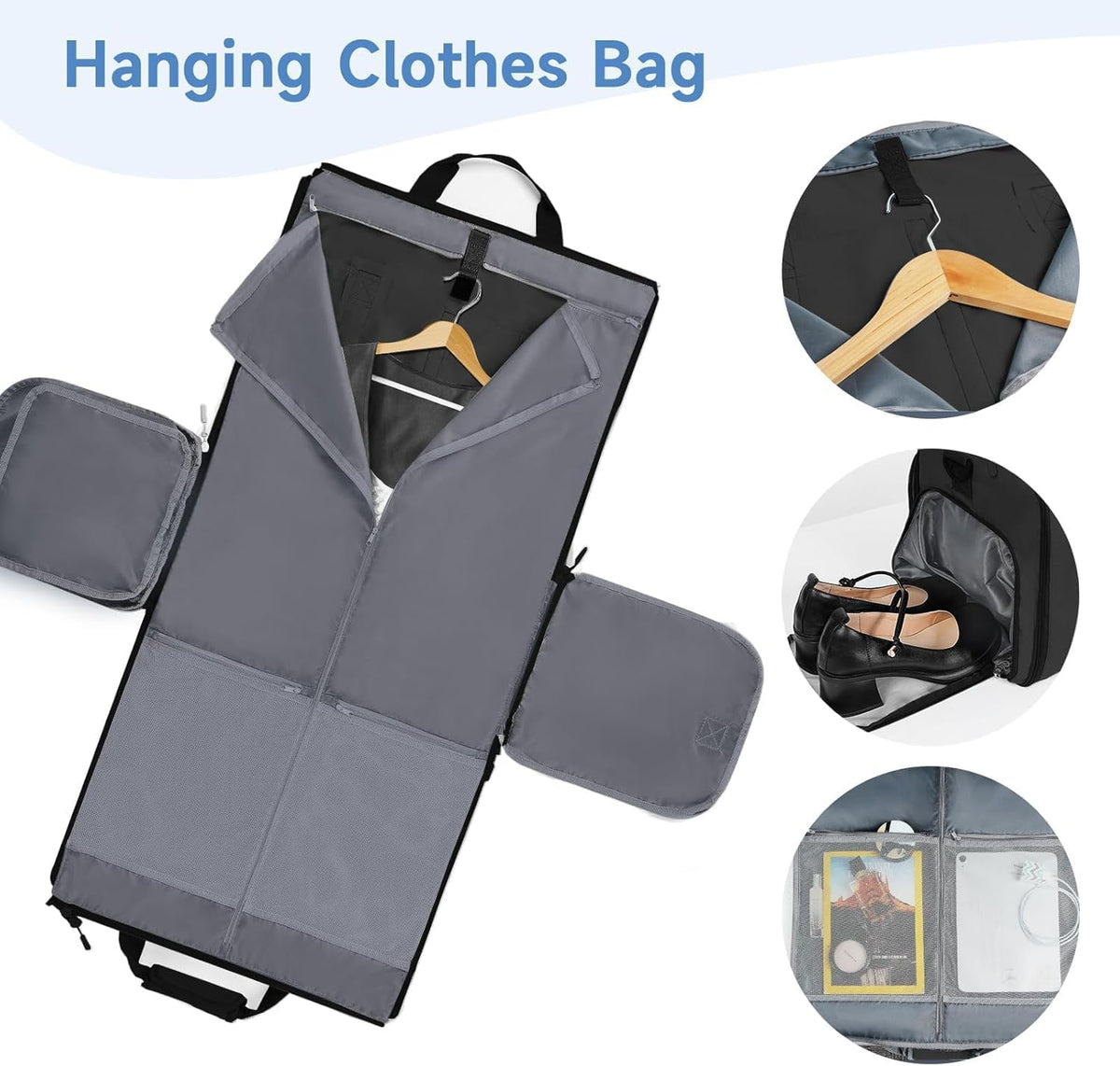 Ytonet Garment Bags for Travel, Foldable Garment Duffle Bags for Women men, Convertible Travel Garment Bag with Shoe Compartment, 2 in 1 Hanging Suitcase Suit Water Resistant Weekender Bag,