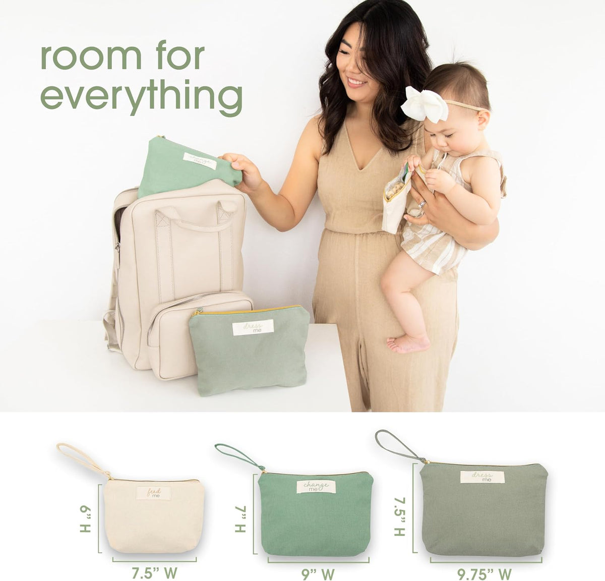 Pearhead Baby Diaper Bag Organizing Zipper Pouches, Set of 3