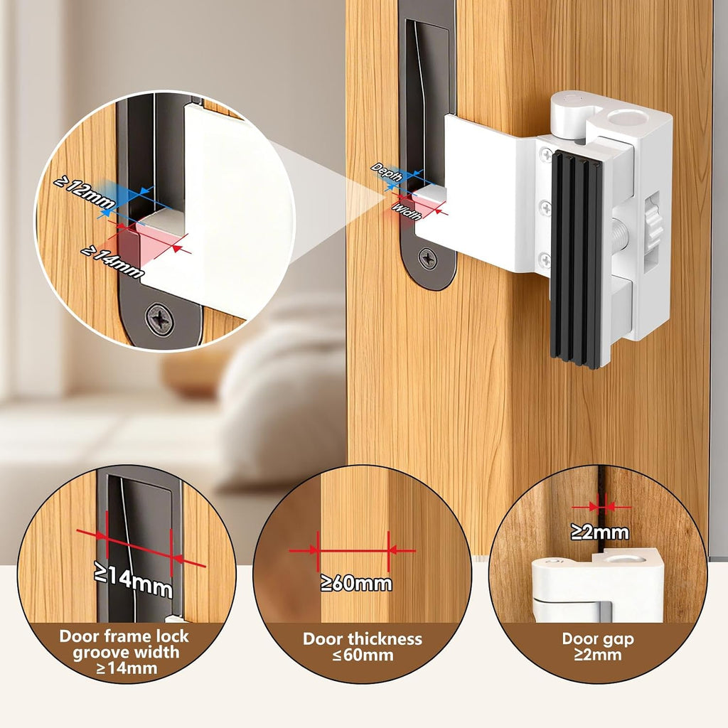 Portable Door Lock, Door Reinforcement Lock-No Drilling(White-3PCS)