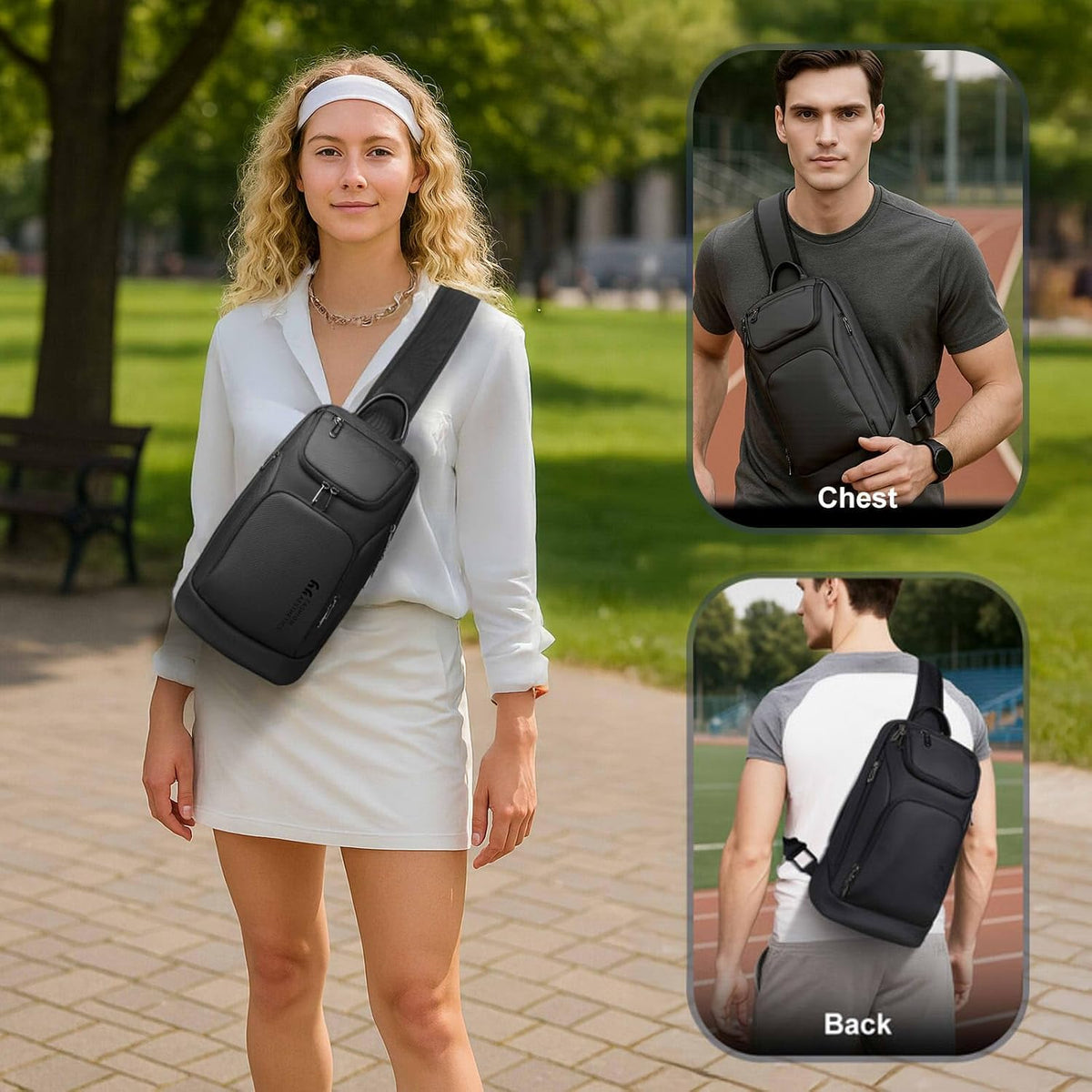 hk Sling Bag for Men, Water-Resistant Utility Crossbody Bag