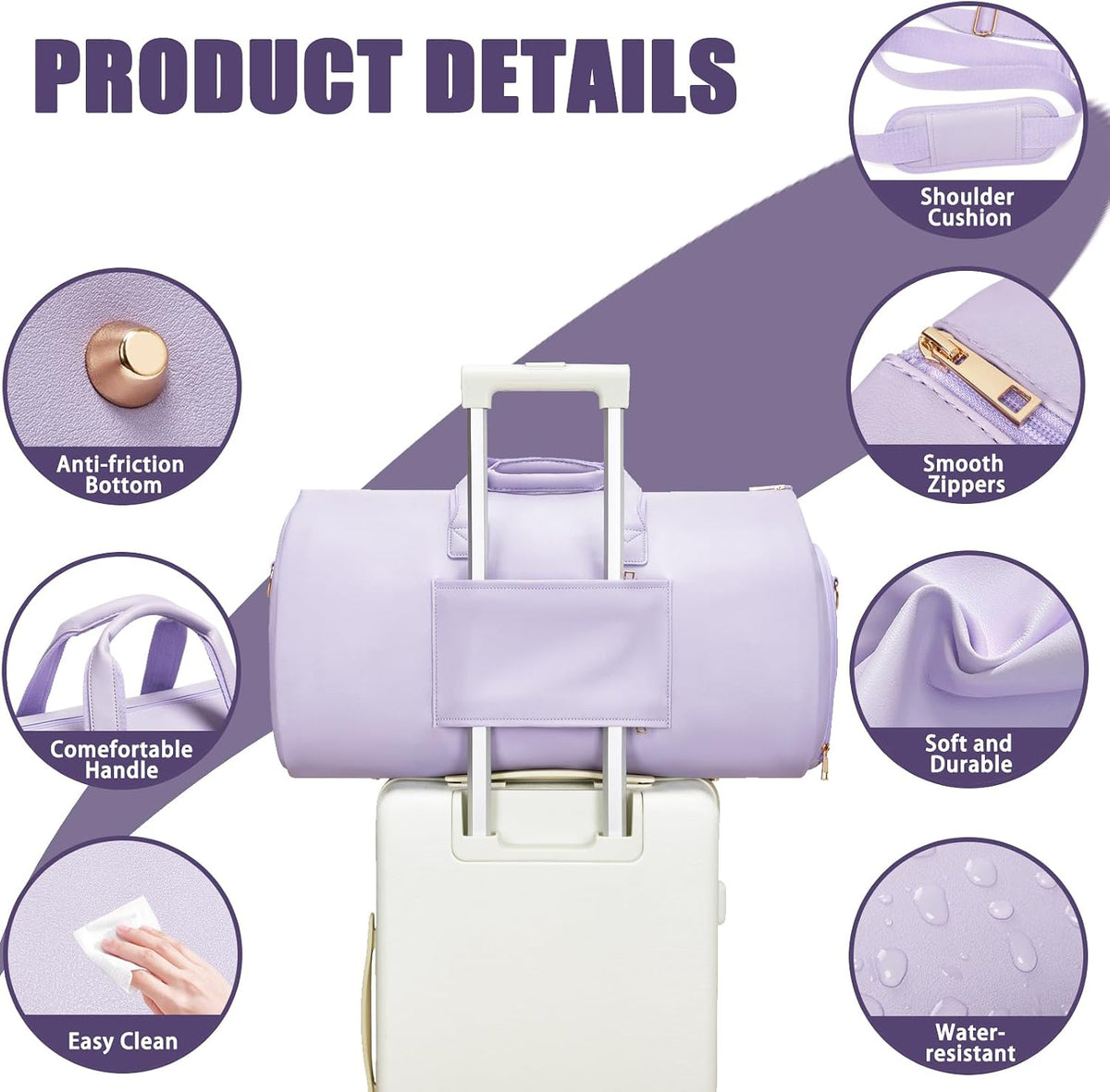 2 in 1 PU Leather Garment Bags for Men Women Suit Travel Bag