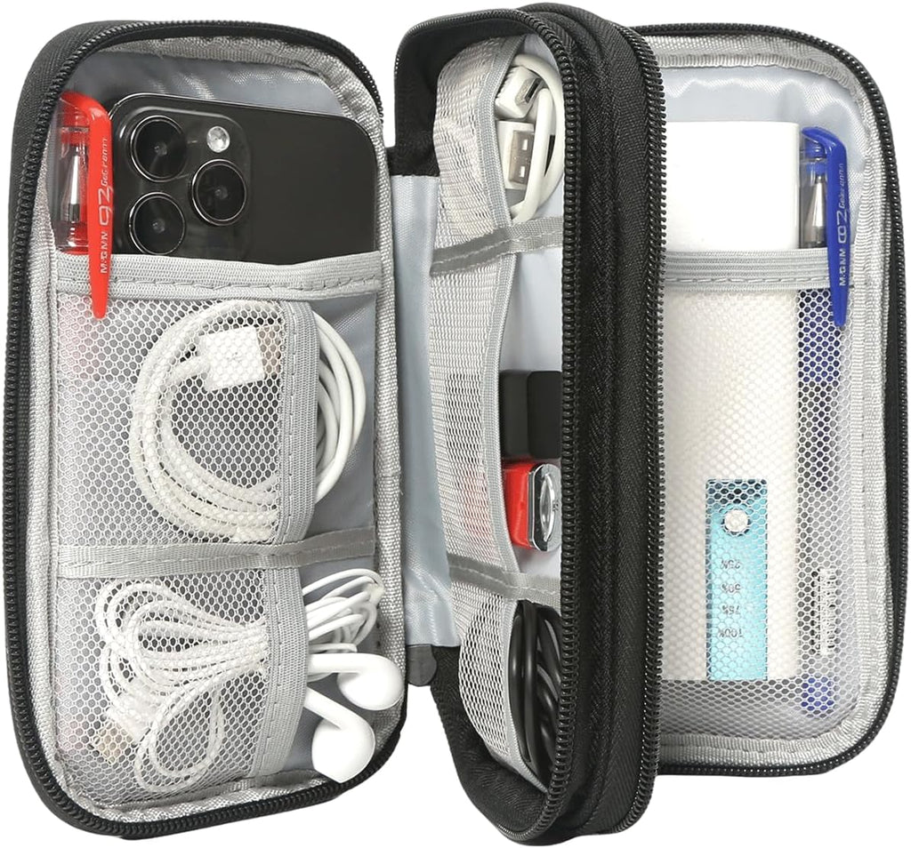 CAAORDKSO Electronics Organizer Travel Case, Charger Cord Organizer Case Tech Pouch Bag, Travel Essentials for Men Women Accessories, Cable, Cord, Charger, Phone, Power Bank, Earphone (Black, Large)