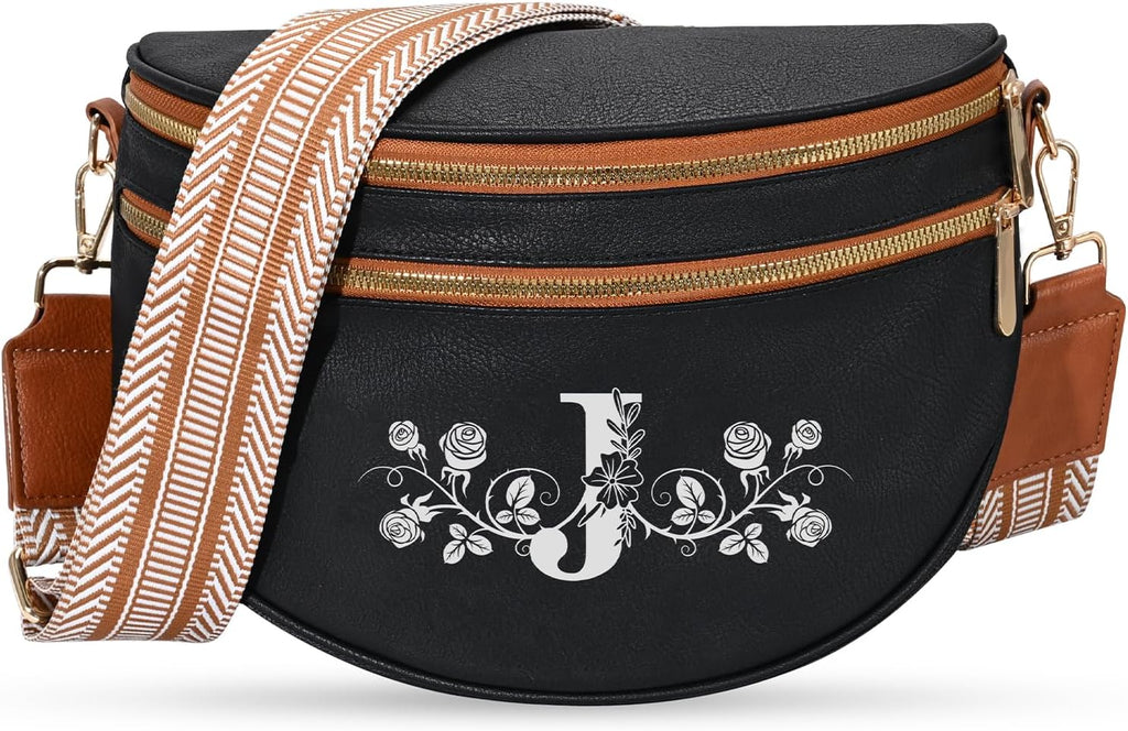 Viverte Personalized Gifts for Women Initial Bum Bags Pu Leather Crossbody Bags Letters Purses for Mom