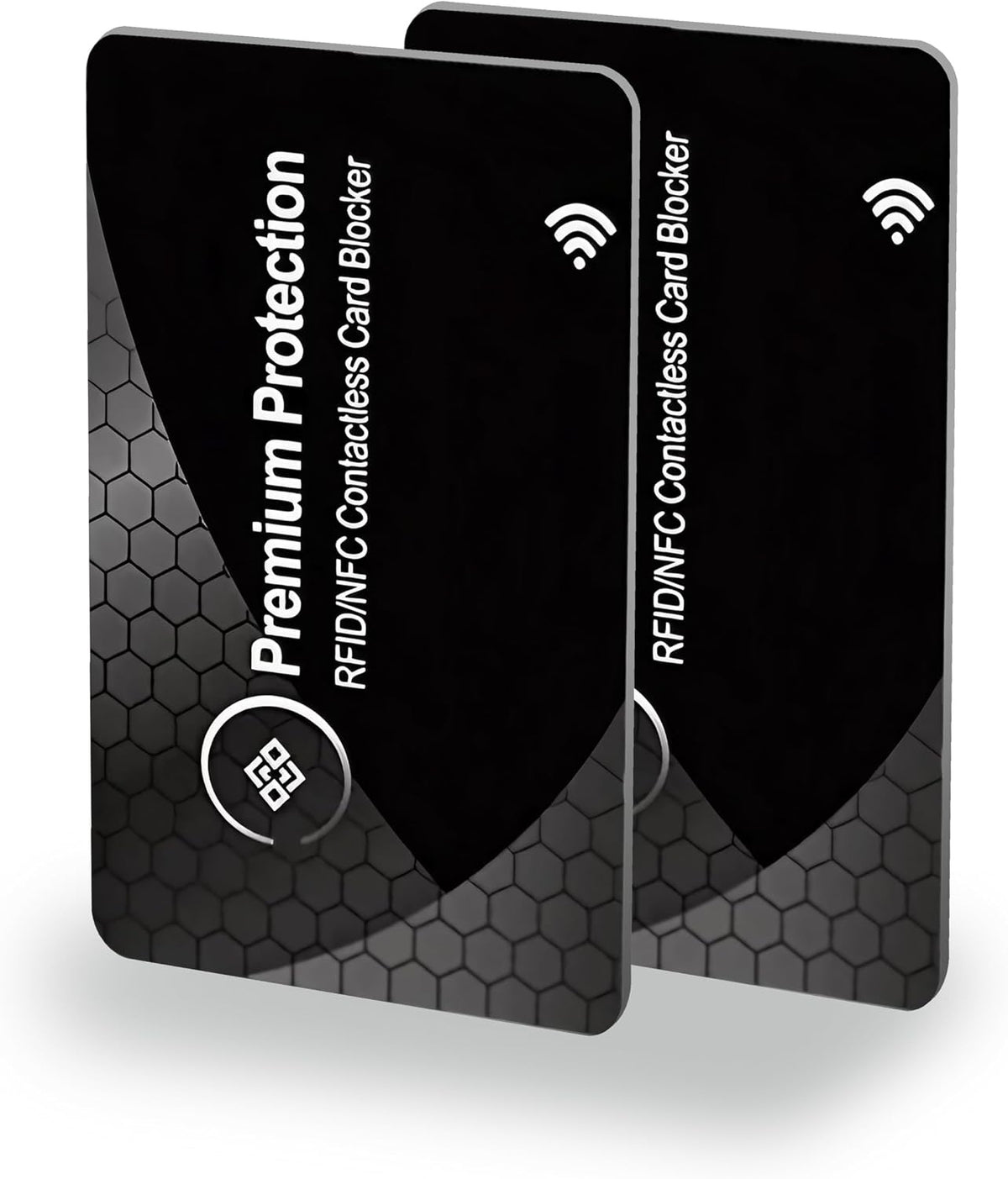 RFID Blocking Card (2 Pack) - 0.9mm Ultra Thin Credit & Debit Card Protector - One Card Shields Your Whole Wallet - Anti Fraud Contactless NFC Wallet Defender for Travel & Passport (Black)