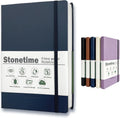 Stone Paper Dot Grid Notebook A5, Vegan Leather Hardcover Journal 160 Pages, Waterproof Notepad for Executive Office Travel（Blue）
